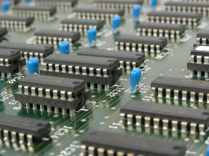 electronic components on a board